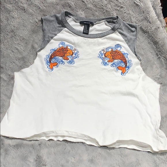 Forever 21 Koi Fish embroidered tank top - Picture 1 of 4